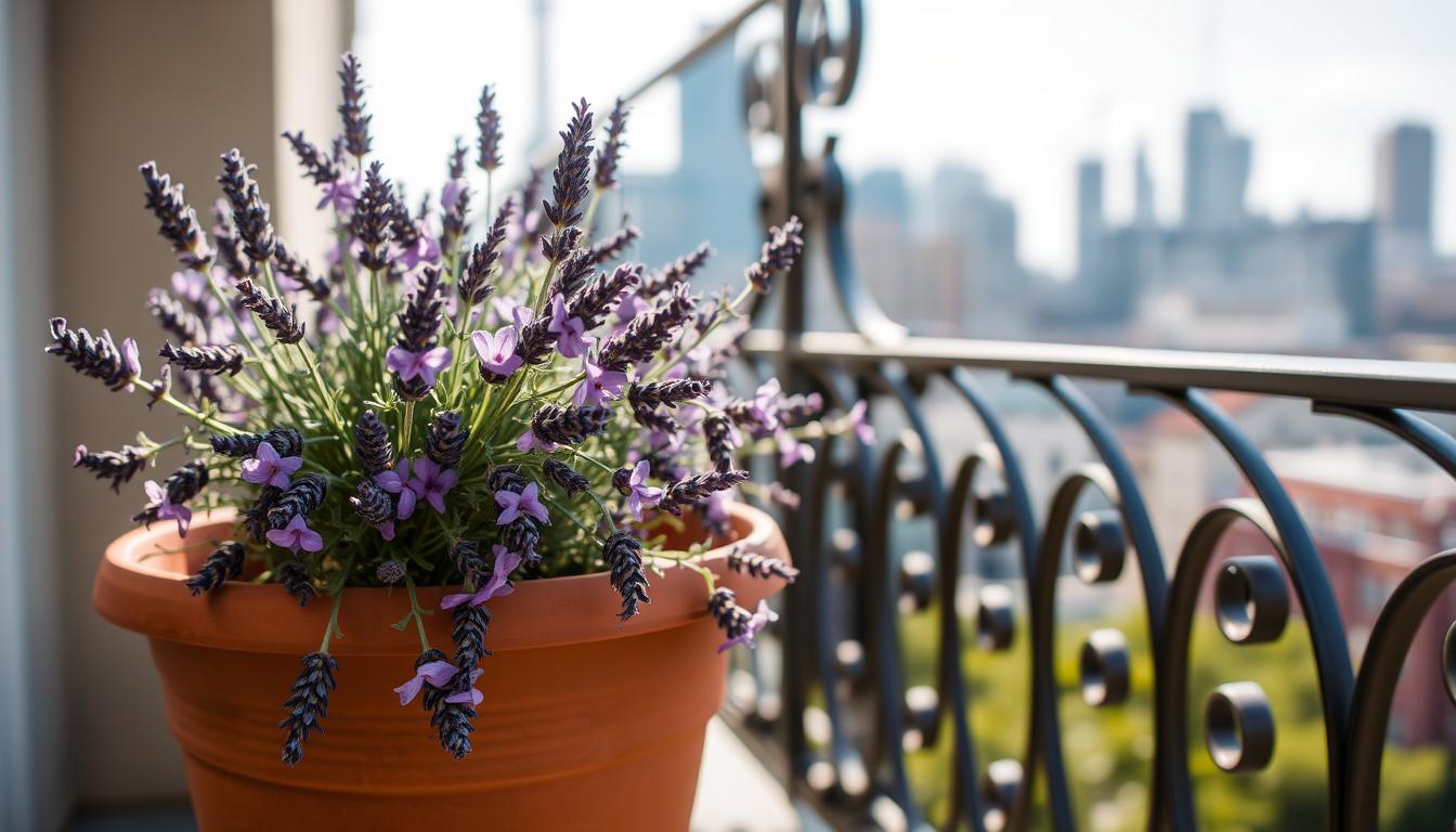 Lawenda w doniczce na balkonie