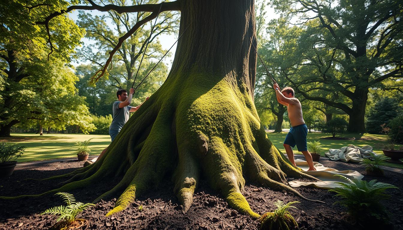 Przesadzanie dużych drzew