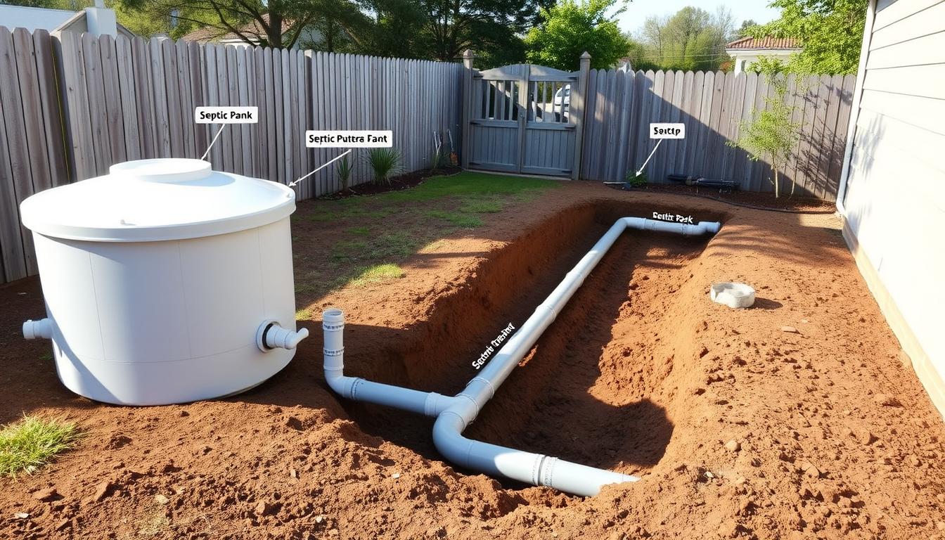 Przyłącze szamba w ogrodzeniu